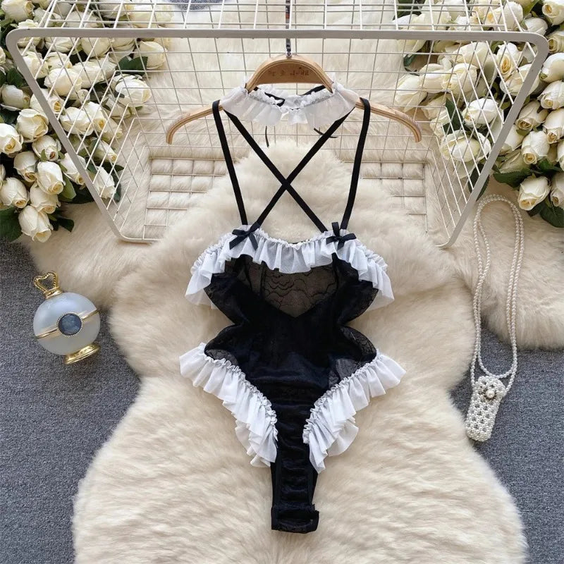 Faux Fur and Velvet Sexy Bunny Lingerie Outfit
