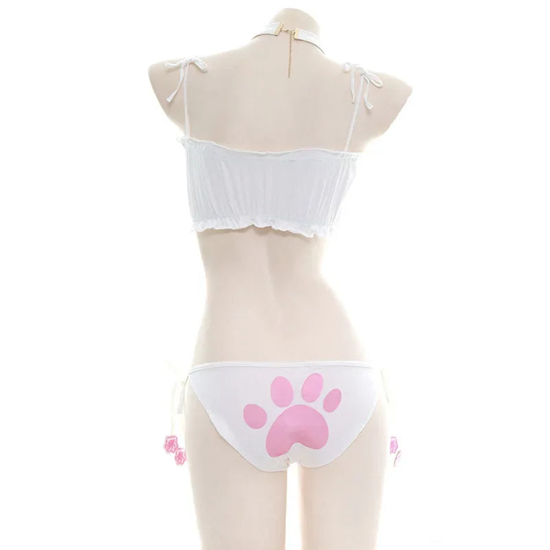 Sexy Lingerie Anime Cos Fun Sexy Underwear Black Lolita Sleepwear Three-point Women's Sexy Cosplay Cute Maid Uniform Bikini Cat