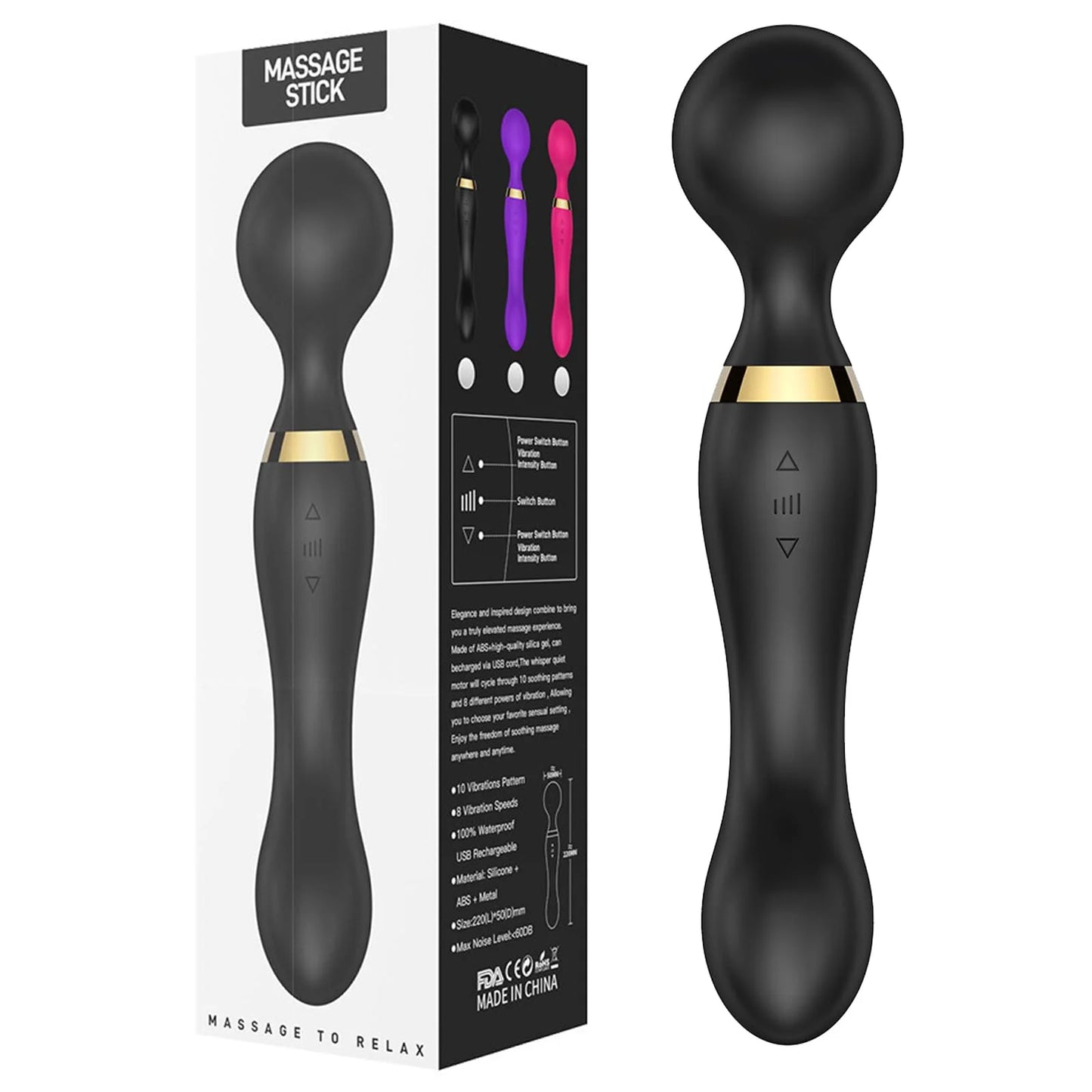 Vibrant Bliss Wand - Powerful G-Spot & Clitoral Vibrator with 8 Speeds & 20 Patterns for Ultimate Pleasure