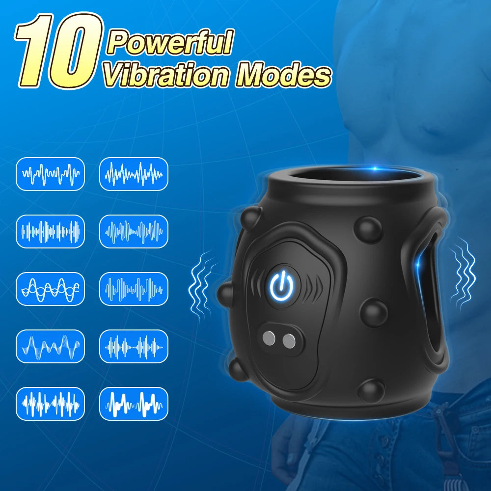 Adult Male Sex Toy Vibrating Penis Ring Delayed Ejaculation Cock Ring Vibrator Penis  Exercise Enlargement Sex Ring Couple Goods