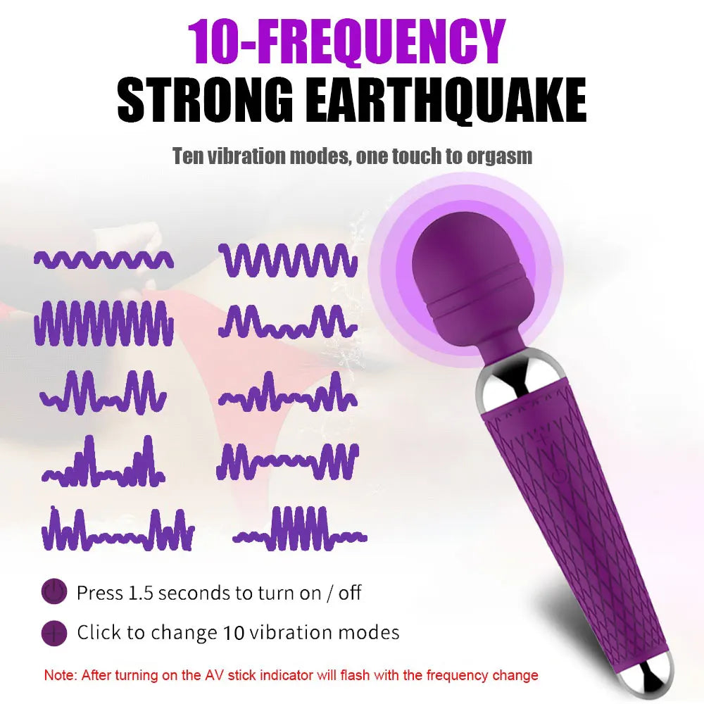 10 Speed Magic Wand Anal Clitoris Stimulator Wireless Vibrator