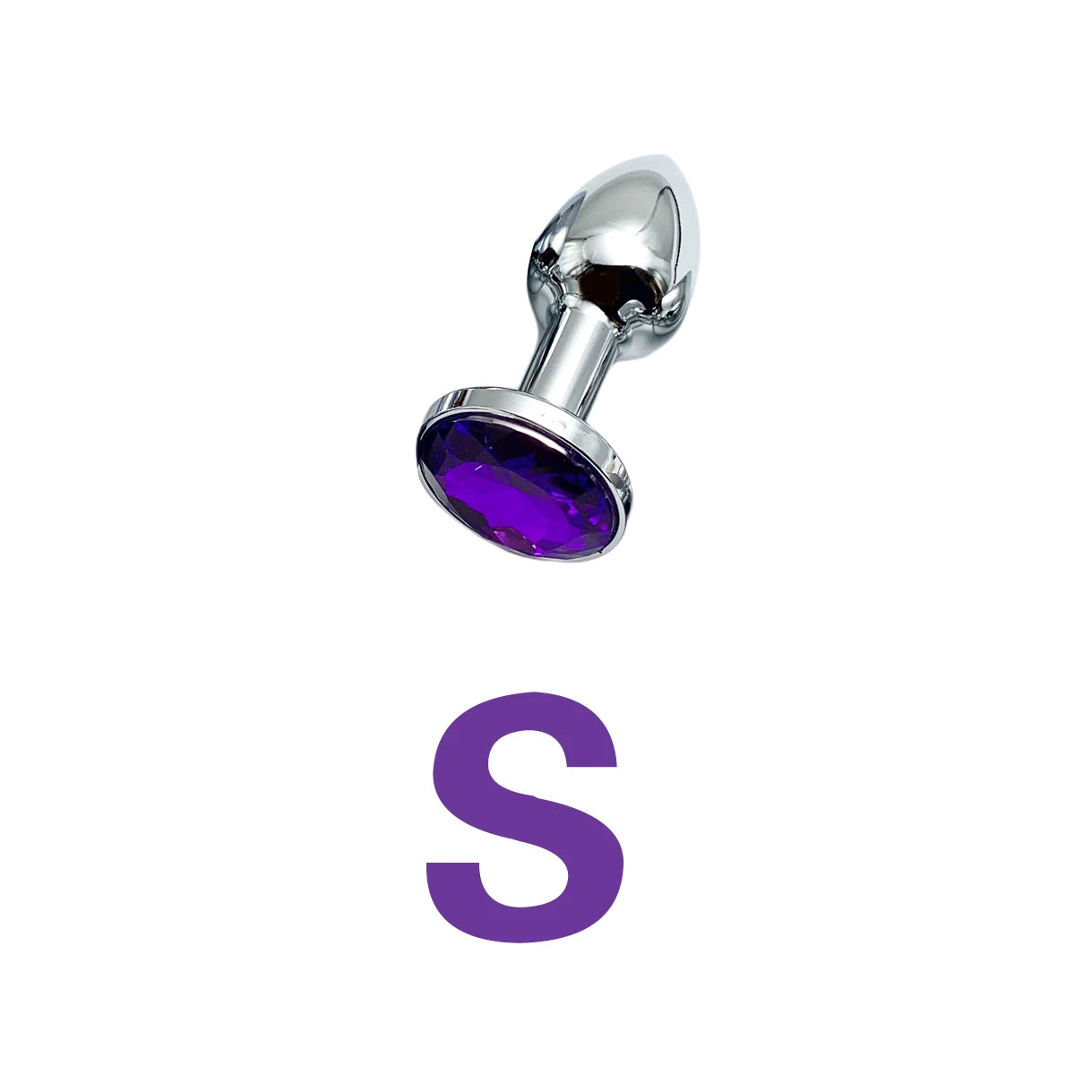 Metal Anal Plug Purple Jewel for Beginner To Expert Size