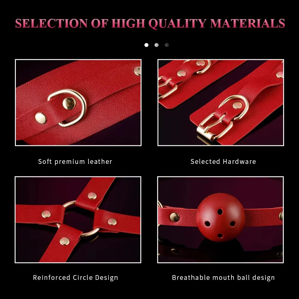 BDSM Bondage Restraints Electric Shock Set Mouth Gag Handcuffs Ankle Cuffs Collar Eyepatch Whip Bondage Ties Kits Adult Sex Toys