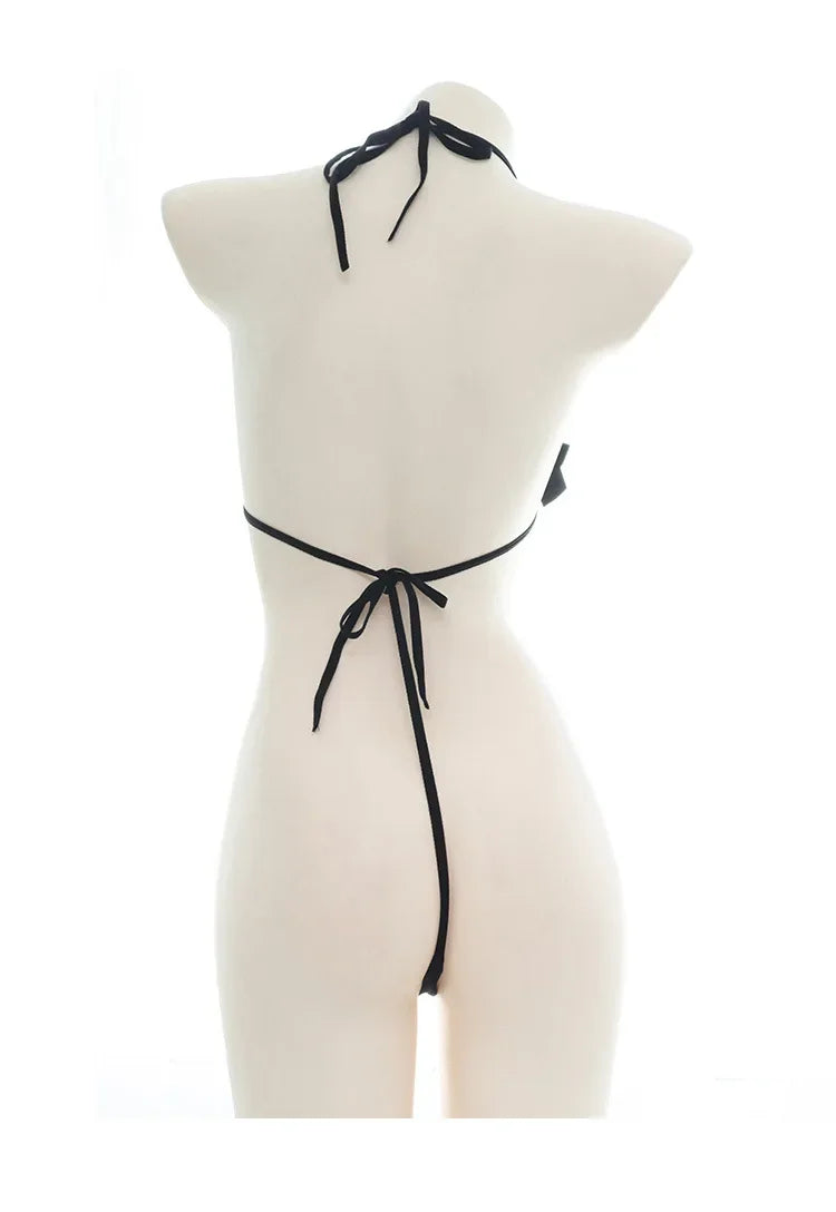 Sexy Lingerie Anime Cos Fun Sexy Underwear Black Lolita Sleepwear Three-point Women's Sexy Cosplay Cute Maid Uniform Bikini Cat