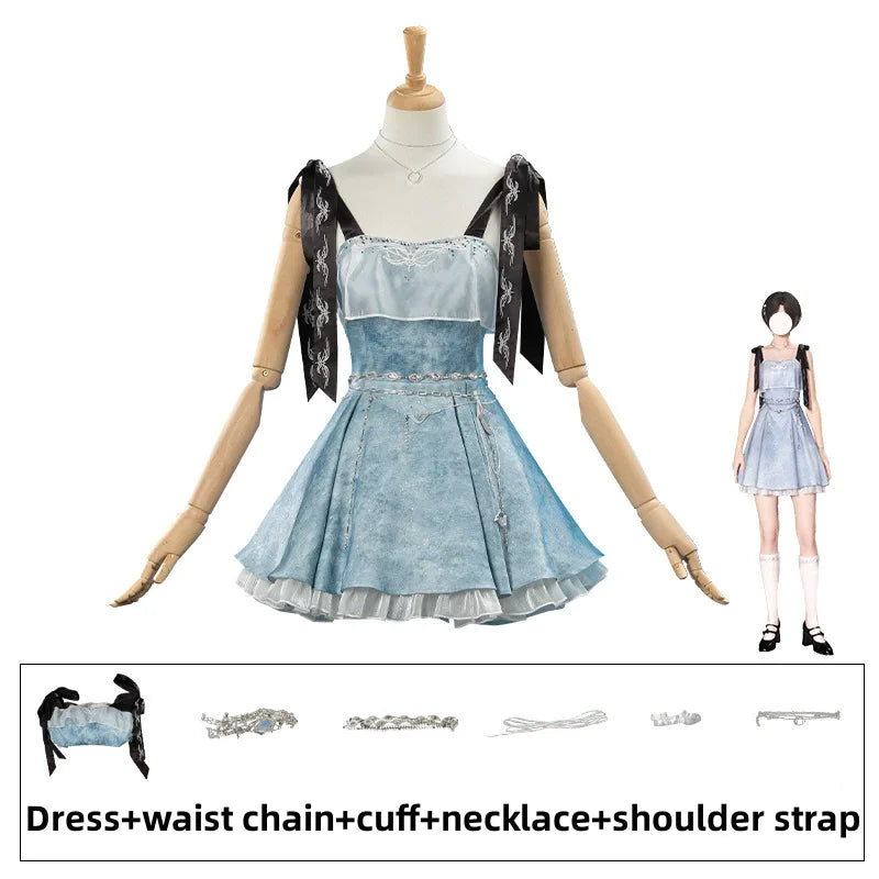 Game Love and Deepspace Mc Player Cosplay Costume Blue Camisole Dress
