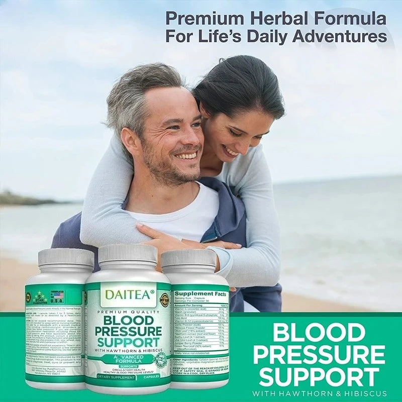 Health and Circulation Support Supplement with Hawthorn, Hibiscus and Garlic Extracts - 30 to 120 Capsules