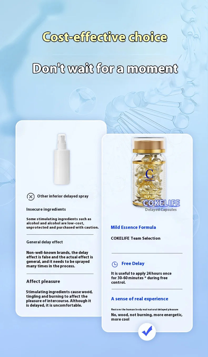 20 Male Delayed Capsules Male Sex Topical Delay Capsule Pleasure Enhancement Adult External Use Men Sex Lube