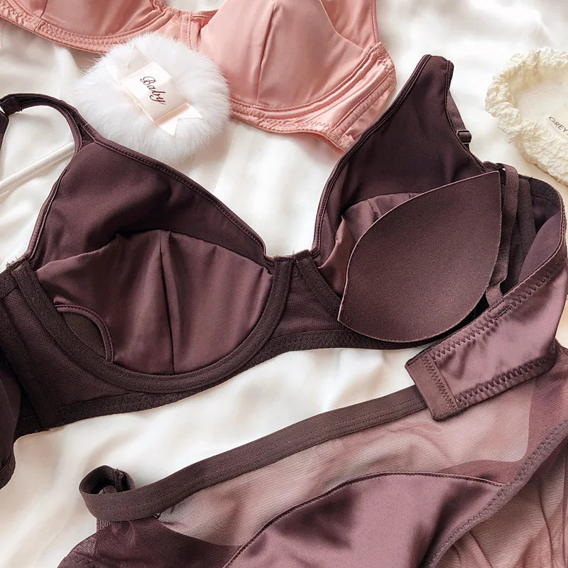 Silk Comfort Push Up Bra Set and Panties Set