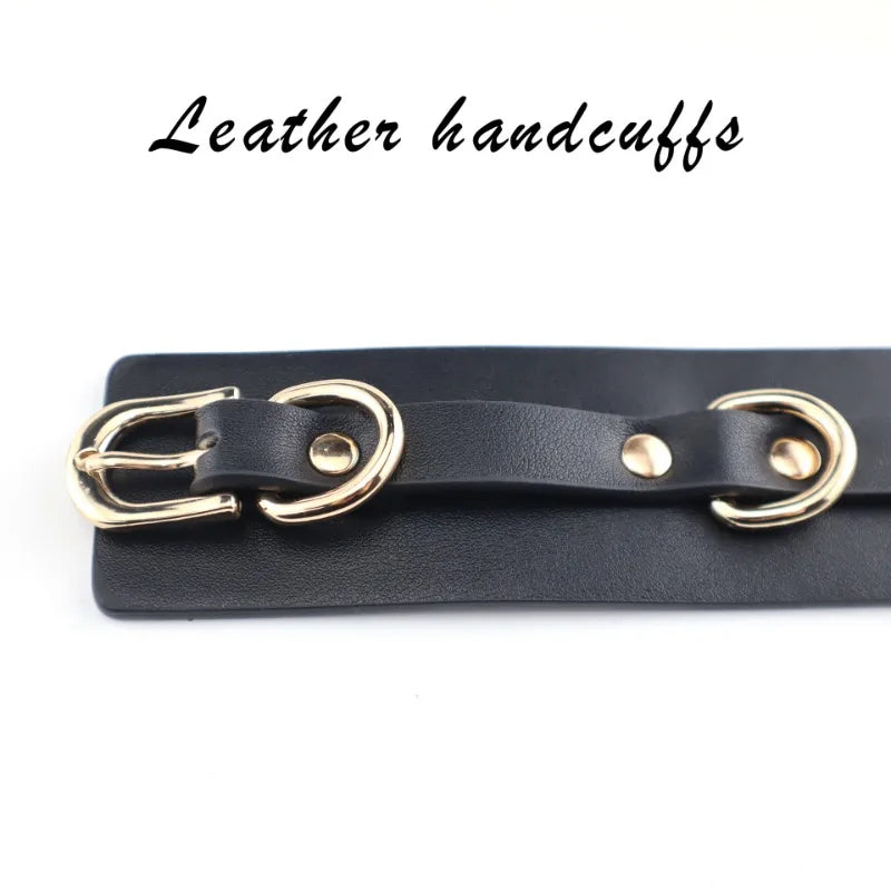 SM Handcuffs Ankle Cuffs Bondage Set for Women Couples Spanking Leather Restraints BDSM Toys Fetish Gear Spreader Bar