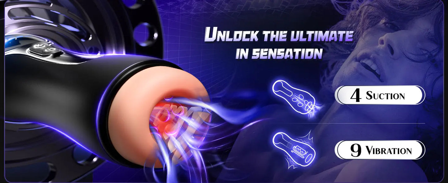 Male Masturbator Penis Pump Adult Sex Toys for 18 Men with 4 Sucking 9 Vibration Modes LED Display Pocket Pussy Realistic Vagina
