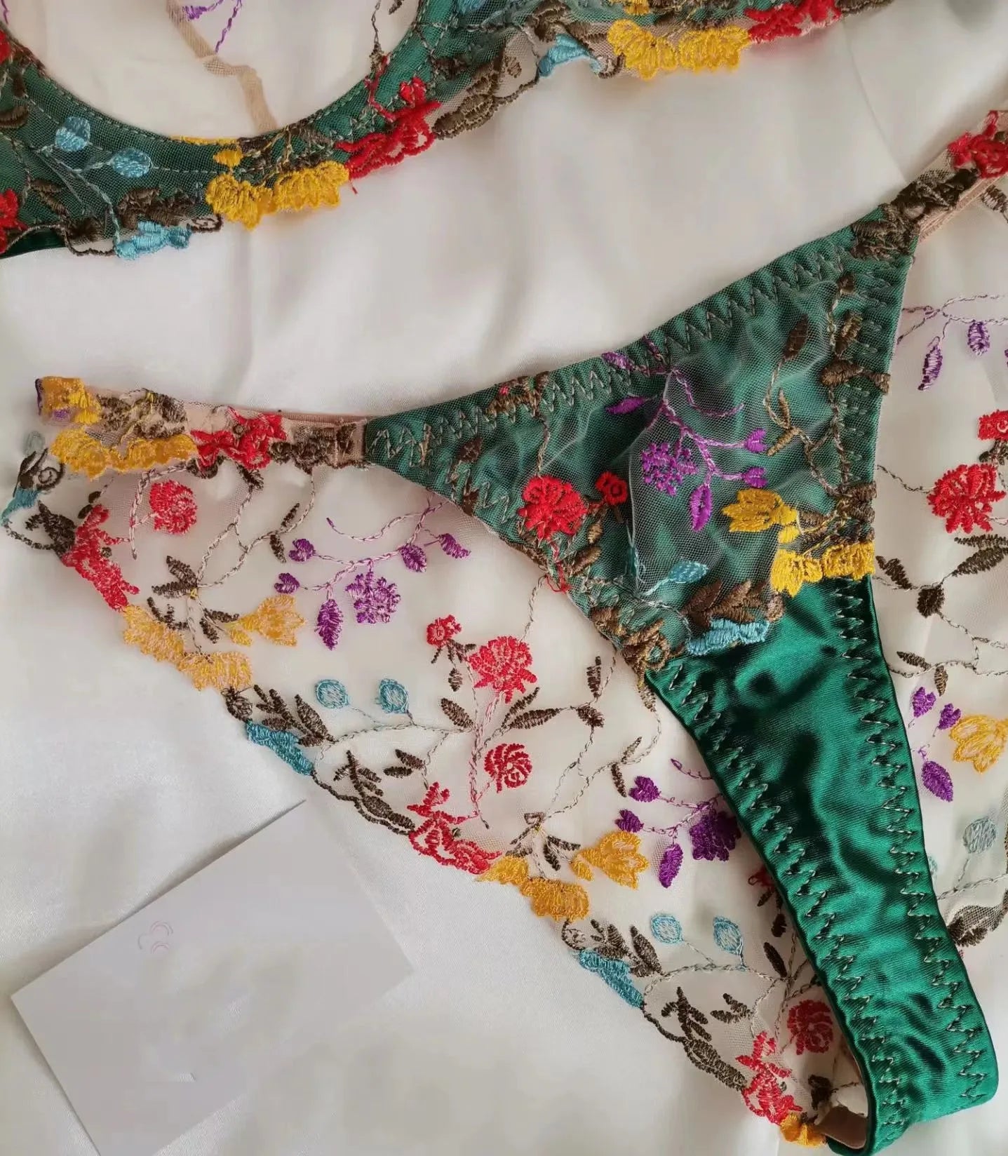 Bra and Briefs Sets Lace Flower Embroidery