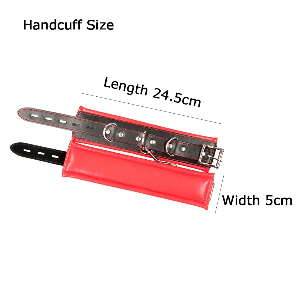 Soft Sponge Lining Hand Cuff Ankle Cuff BDSM Bondage Kinky Wirst Cuff Slave Restraints Fetish Shackles With Chain Adult Game Toy