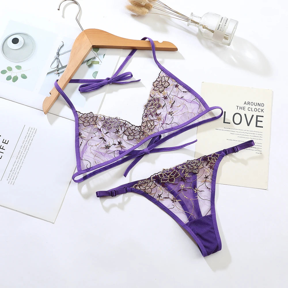 Panties Mesh Lace Bra Briefs Set