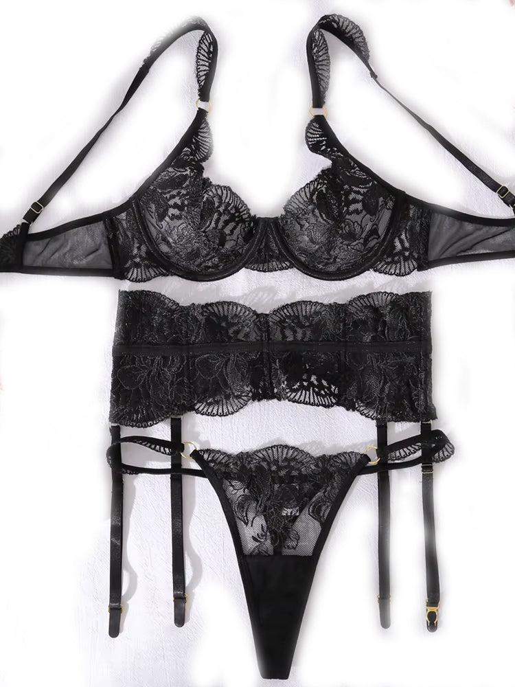 Sexy Women's Underwear Set Push Bra + Thong Panties