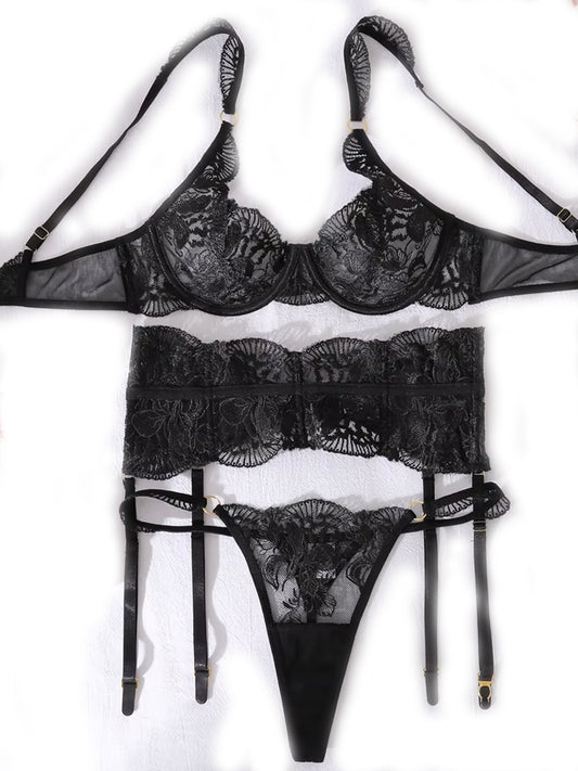 Sexy Women's Underwear Set Push Bra + Thong Panties