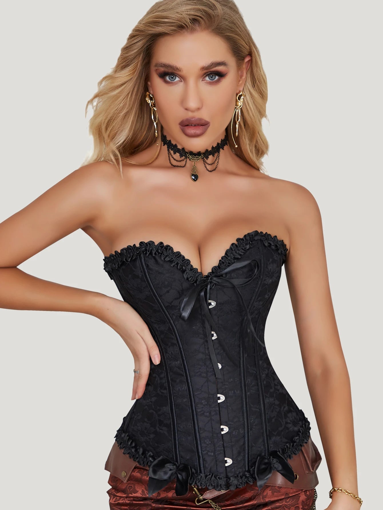 sexy corset overbust gothic bustiers and corsets lace up corselet waist corset fajas flat belly shapewear women shaper belt