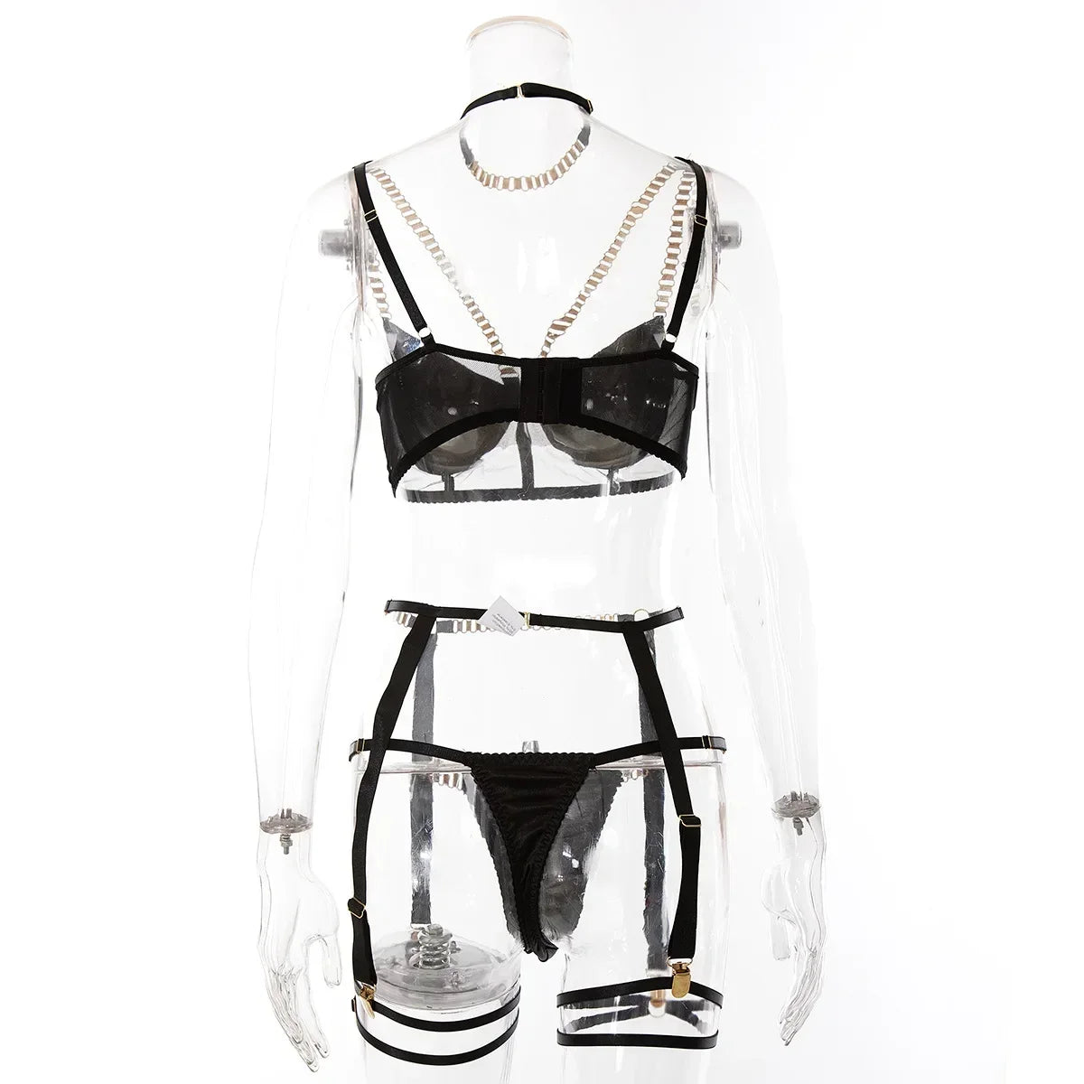 Chain Strap Bra Set - Sexy Lingerie with Garter and Panties for the Ultimate Sensual Experience