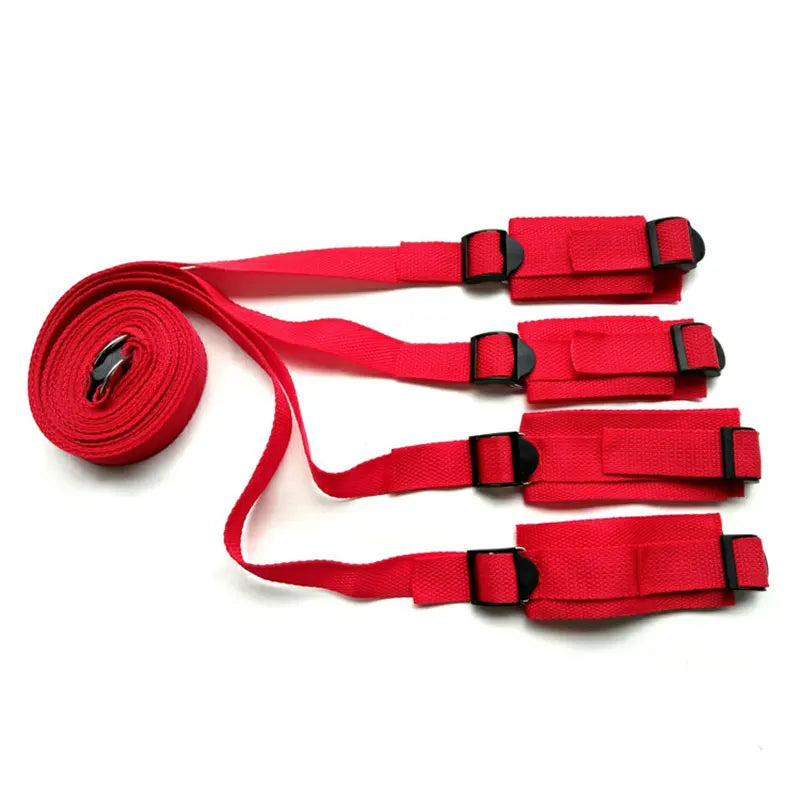 Handcuffs Bondage Set Bed BDSM Bondage Restraint Strap System Adults Wrists & Ankle Cuffs Erotic Sex Toy for Woman Couples Slave
