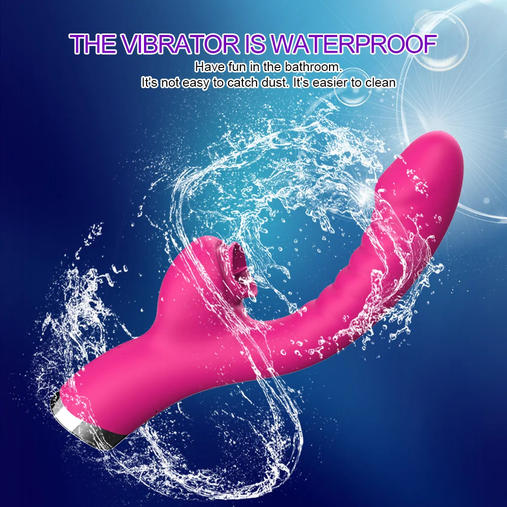LuxeSensations Tongue Licking Vibrator - 2-in-1 Clitoral Stimulator with 20 Vibrating Speeds for Ultimate Pleasure