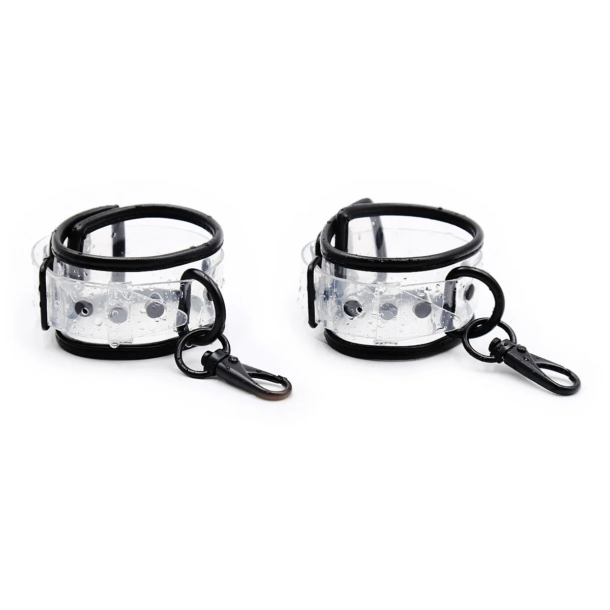 Bdsm Adjustable Transparent PVC Handcuffs Ankle Cuffs Neck Collar Manacle BDSM Bondage Sex Toy for Couples Restraints Shackles