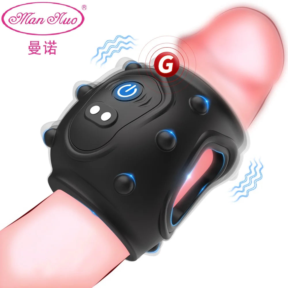 Adult Male Sex Toy Vibrating Penis Ring Delayed Ejaculation Cock Ring Vibrator Penis  Exercise Enlargement Sex Ring Couple Goods