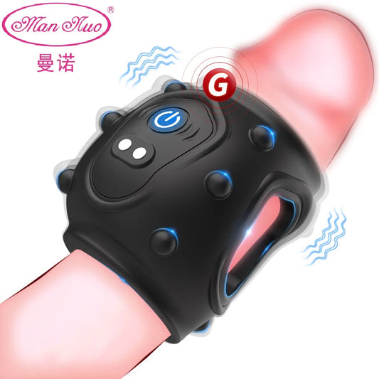 Adult Male Sex Toy Vibrating Penis Ring Delayed Ejaculation Cock Ring Vibrator Penis  Exercise Enlargement Sex Ring Couple Goods