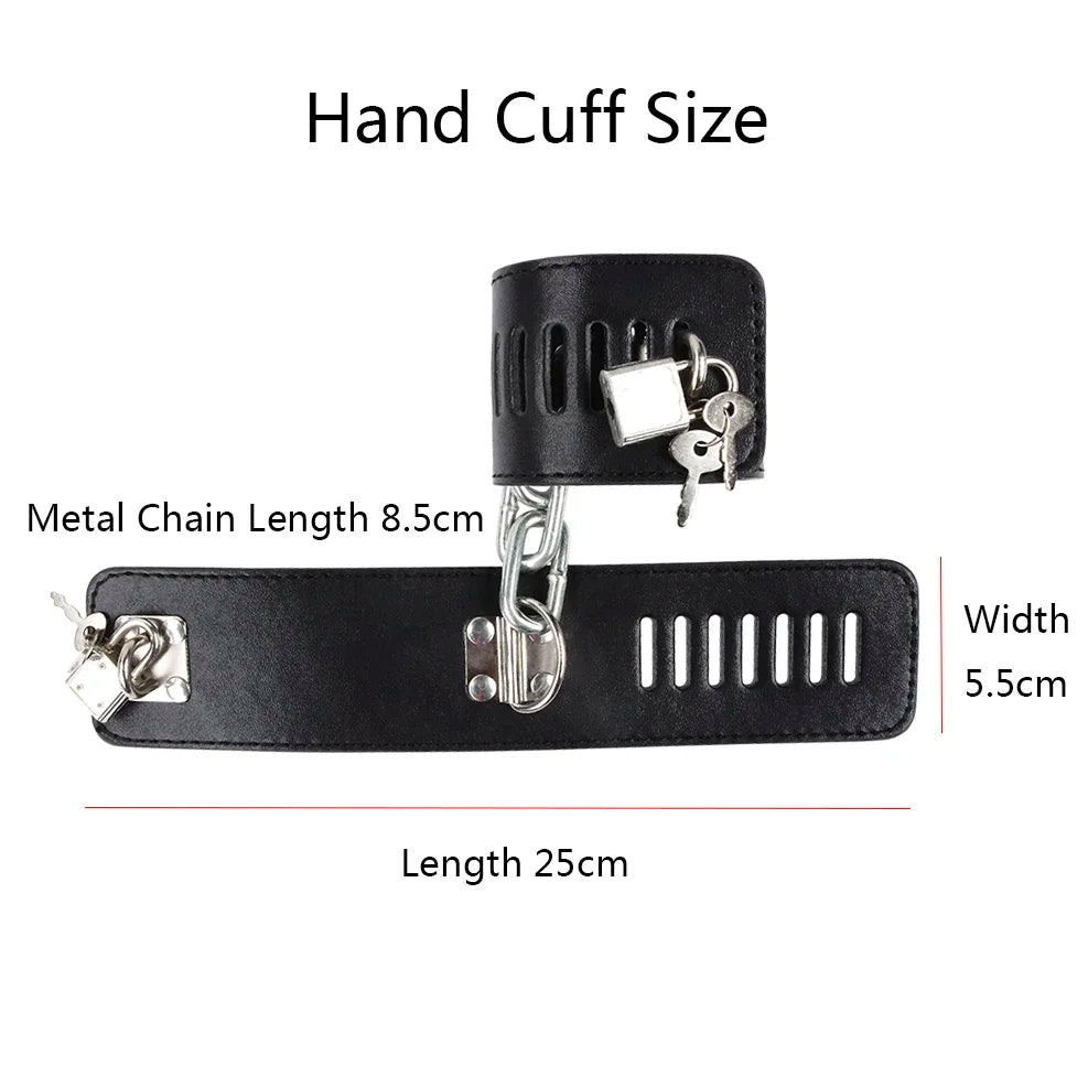 Hard Metal Chain Handcuffs Slave BDSM Wrist & Ankle Bondage Cuff Restraints Locking Shackles Erotic Products Sex Toys For Couple