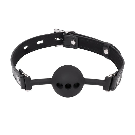 Detachable Ball Gag Black Silicone Mouth Gag 3 Breathing Holes Ball Plug for BDSM