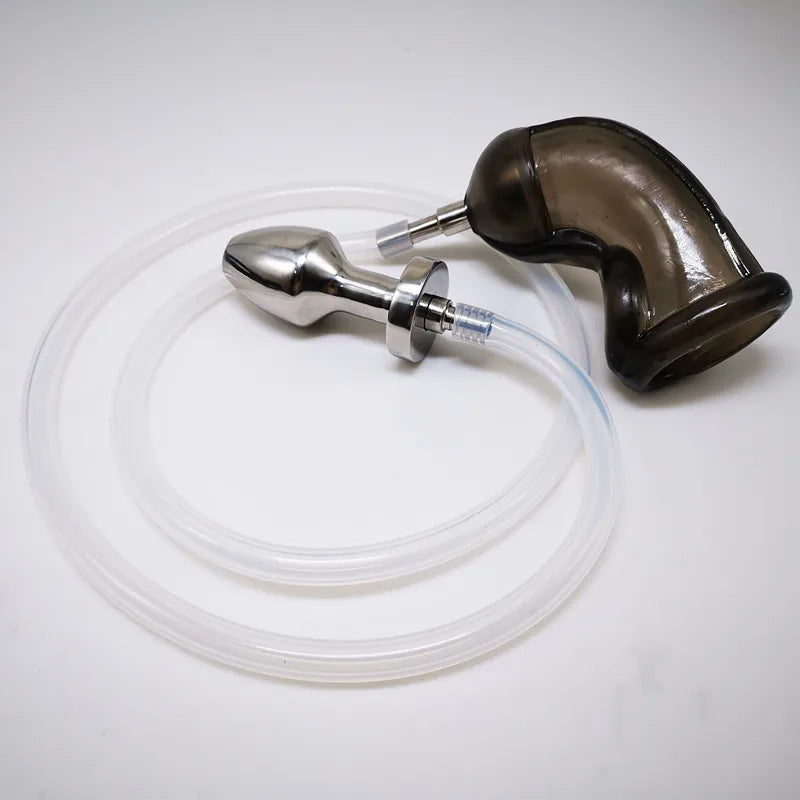 Anal Douche System with Penis Sleeve Urine Flowing Into The Anus Plugs and Flowing Into The Anus Sex Toys