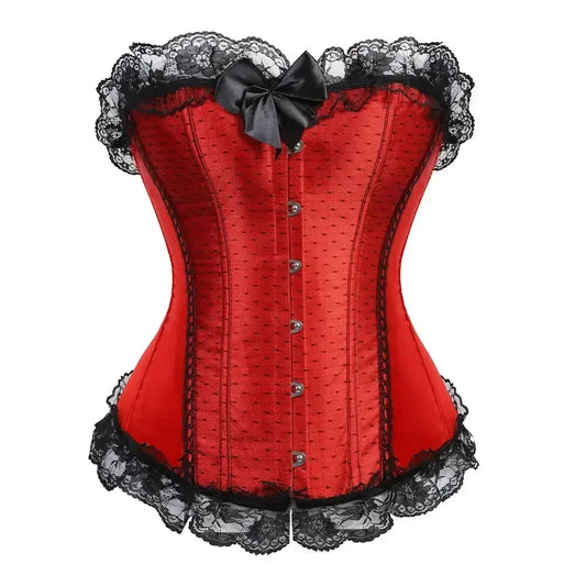 Women's Corset Top Burlesque Buckle Bustier Gothic Bustiers Vintage Corsets Lace Overlay Korsett Evening Party Costume Plus Size