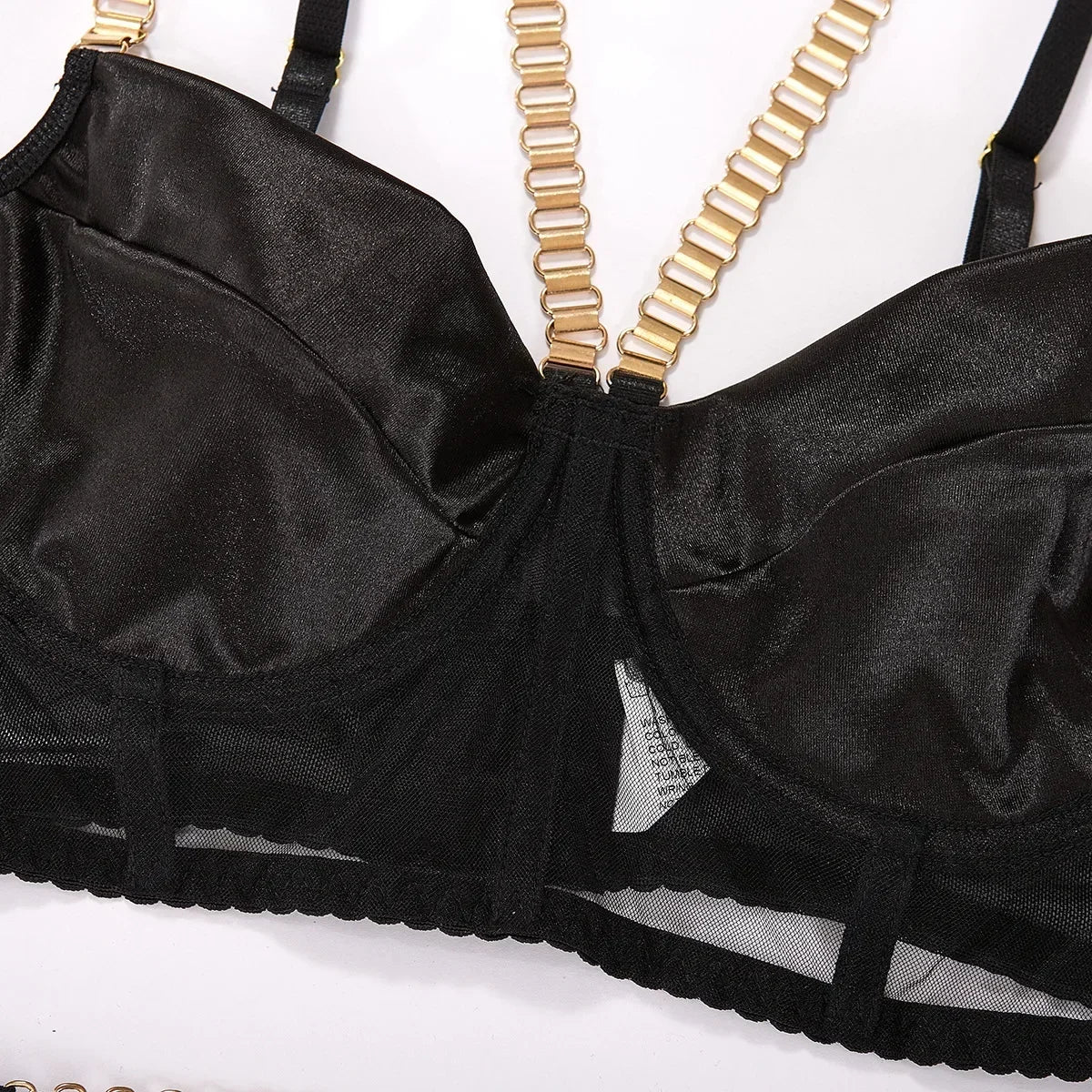 Chain Strap Bra Set - Sexy Lingerie with Garter and Panties for the Ultimate Sensual Experience
