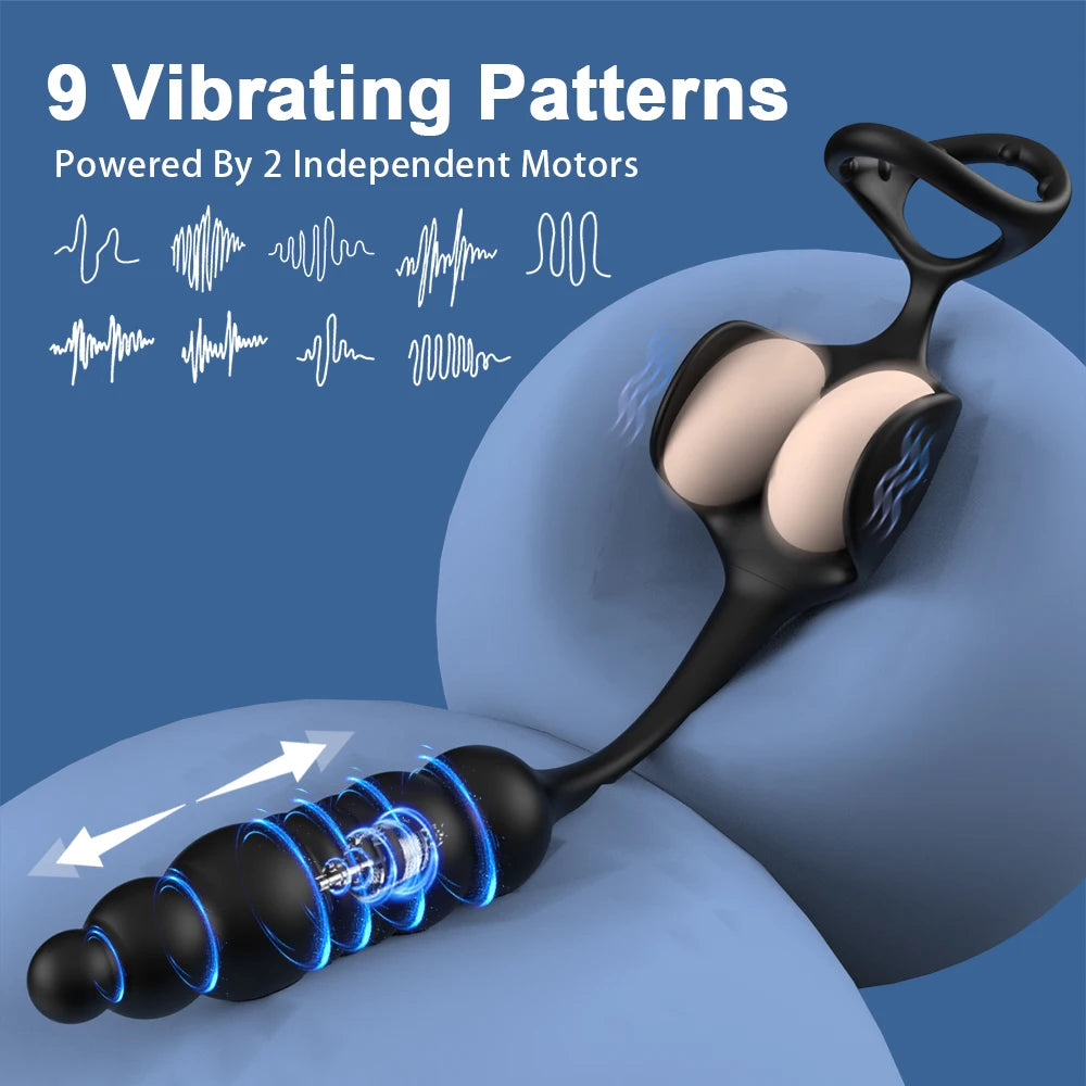 Male Thrusting Anal Vibrator Prostate Massager Cock Ring Sex Toys Vibrators for Couples Delay Ejaculation Penisrings Butt plug