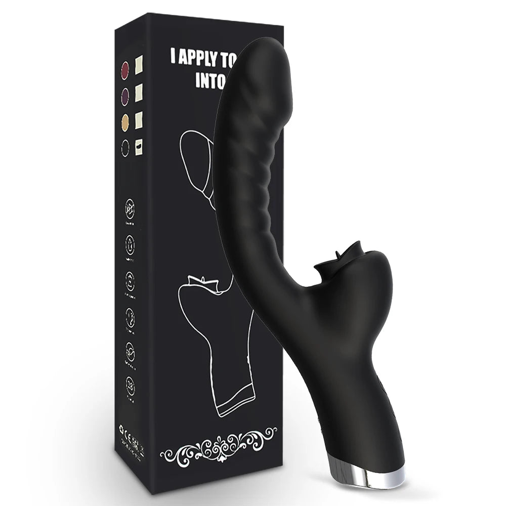 LuxeSensations Tongue Licking Vibrator - 2-in-1 Clitoral Stimulator with 20 Vibrating Speeds for Ultimate Pleasure