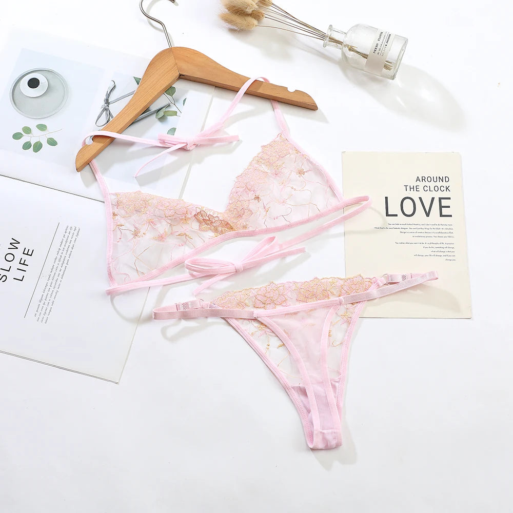 Panties Mesh Lace Bra Briefs Set