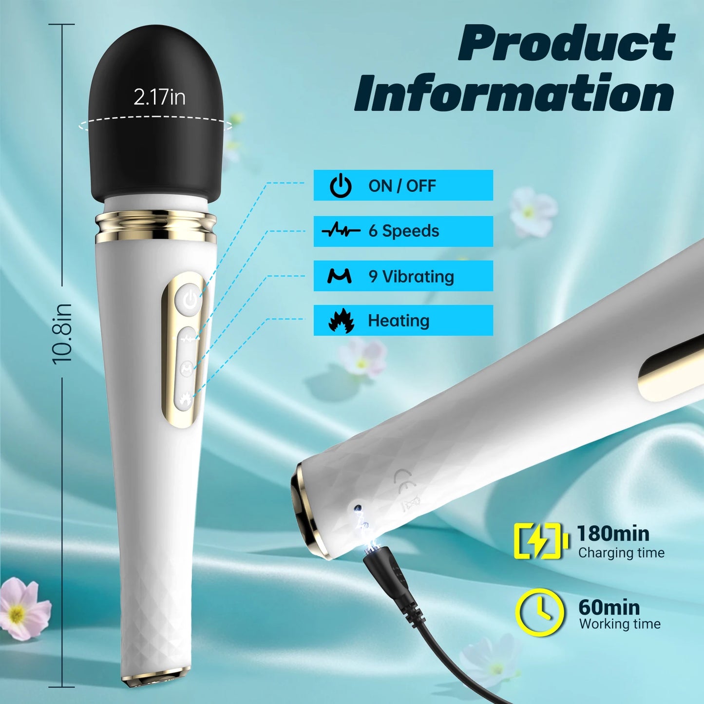 Enchantress Magic Wand Vibrator - 6 Speeds, Heating Function, Clitoral & Body Massager for Ultimate Pleasure