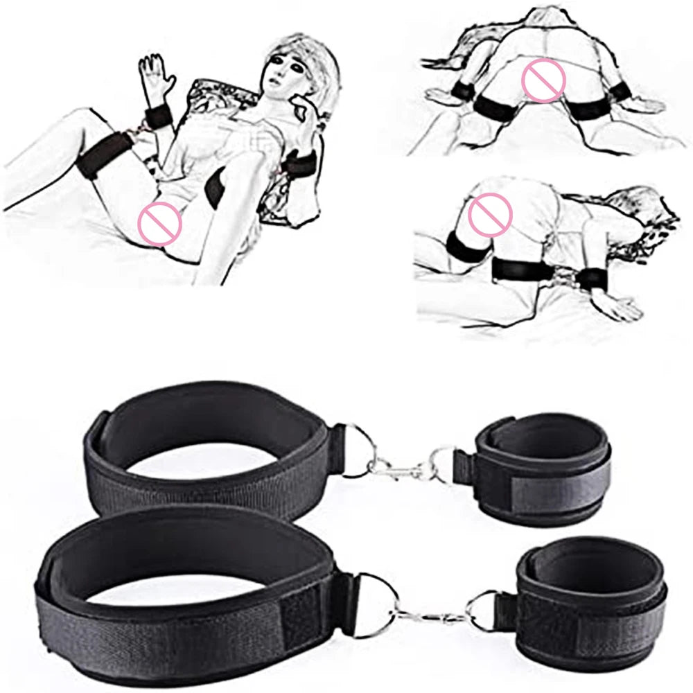 BDSM Adult SM Sex Restraint Handcuffs Slave Tools Bdsm Sexy Wrist To Ankle Cuffs Open Leg Hand Toys Bondage For Couples 18+