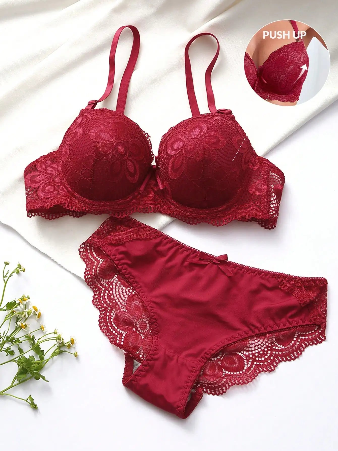 Floral Two Pieces Bras Panties Set