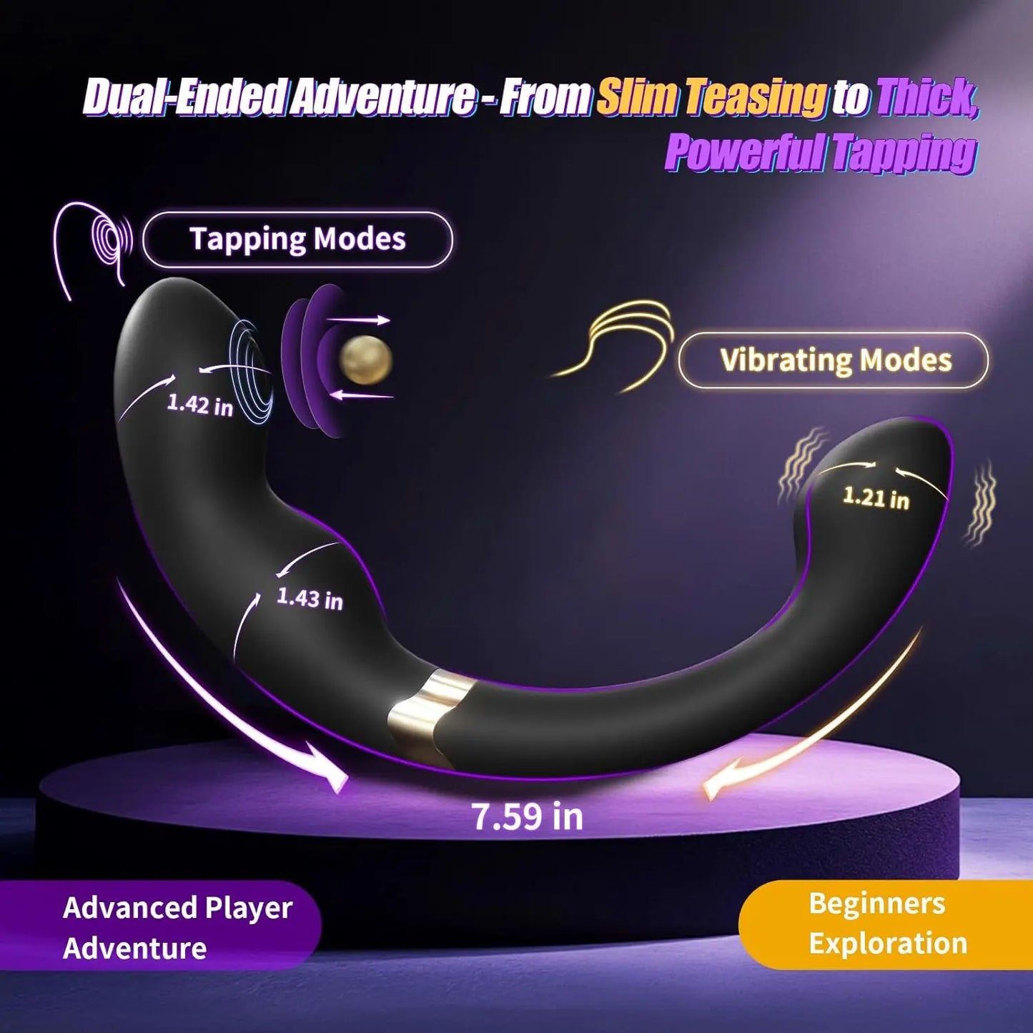 Male Anal Sex Toys Prostate Massager Vibrator for Men Gay Tapping Vibrating Curved Anal Dildo Butt Plug for Men Women Couples