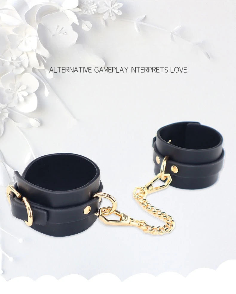 SM Handcuffs Ankle Cuffs Bondage Set for Women Couples Spanking Leather Restraints BDSM Toys Fetish Gear Spreader Bar