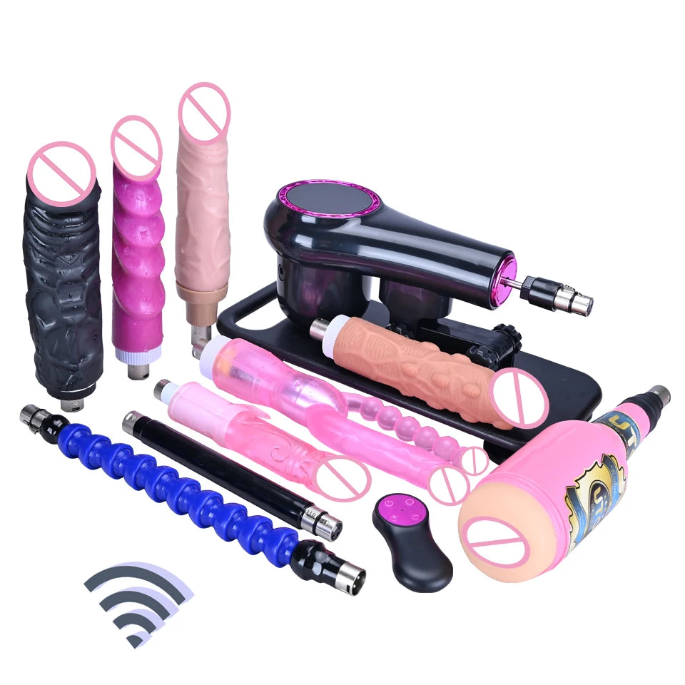 New Sex Machine for Woman Adjustable Masturbating Pumping with different Accessories Sex machine Gun for Men wireless machine