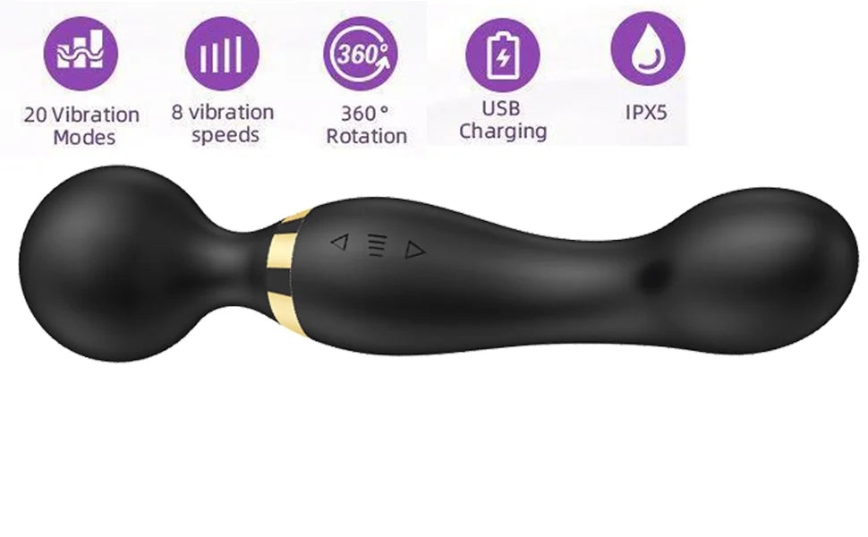 Vibrant Bliss Wand - Powerful G-Spot & Clitoral Vibrator with 8 Speeds & 20 Patterns for Ultimate Pleasure