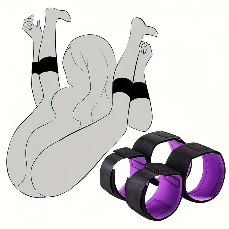 2 Piece Adjustable BDSM Cuff and Thigh Holster Set - Ergonomically Designed for A Comfortable Fit, Women's Padded Cuffs