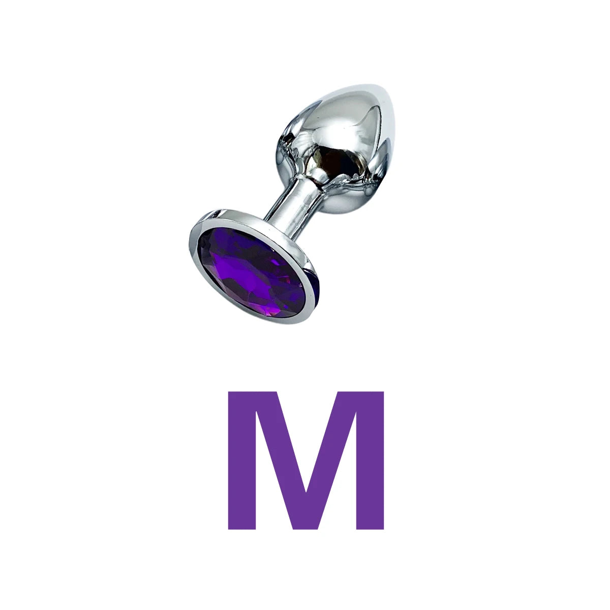 Metal Anal Plug Purple Jewel for Beginner To Expert Size