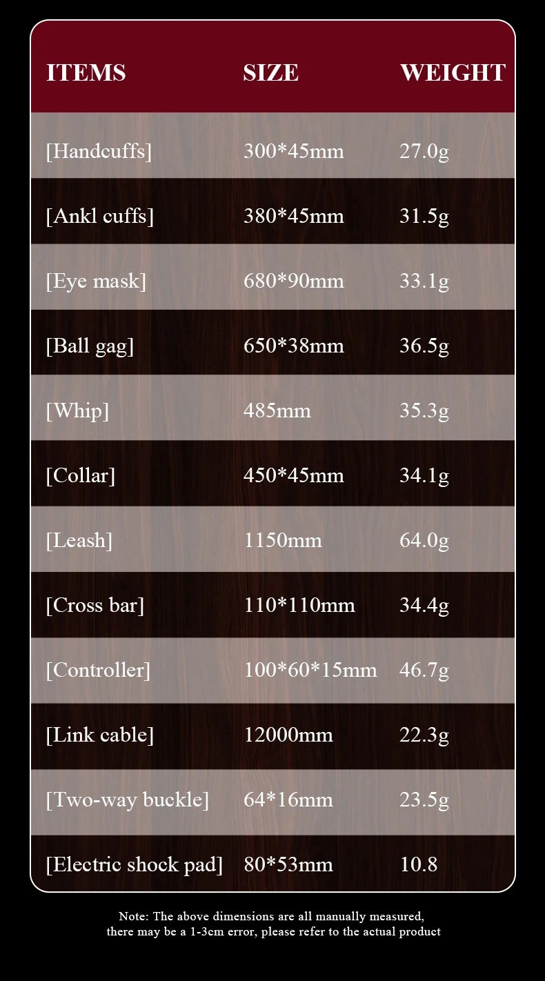 BDSM Bondage Restraints Electric Shock Set Mouth Gag Handcuffs Ankle Cuffs Collar Eyepatch Whip Bondage Ties Kits Adult Sex Toys