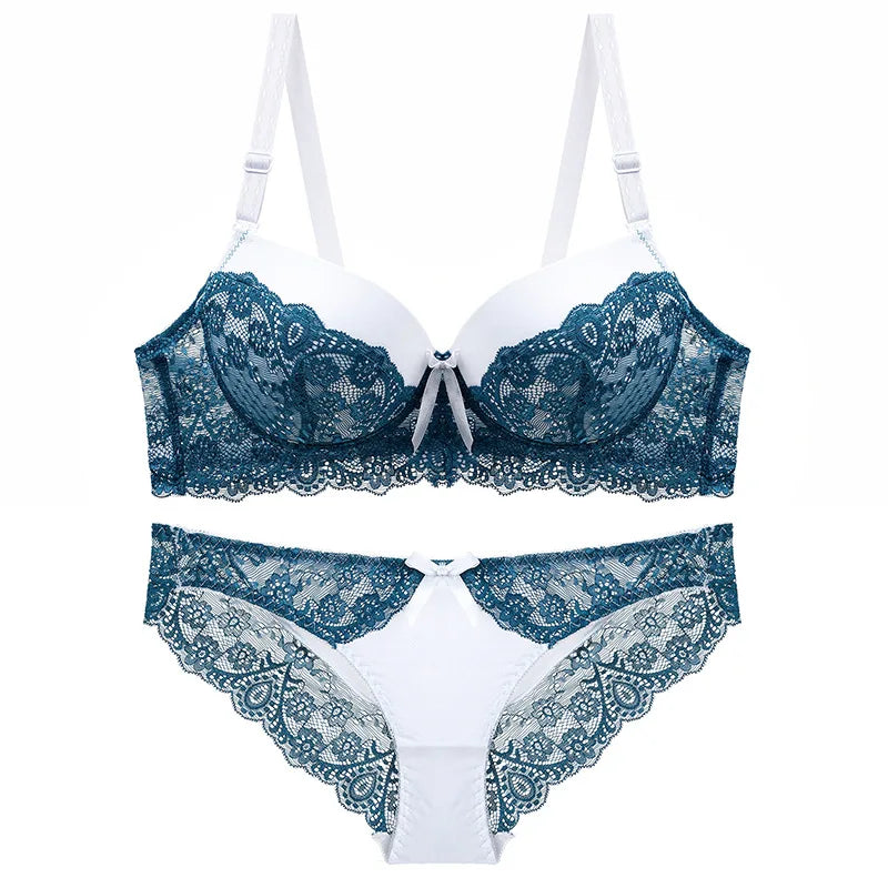 Top Classic Bandage Bra Set Lingerie Push Up Brassiere Lace Panties