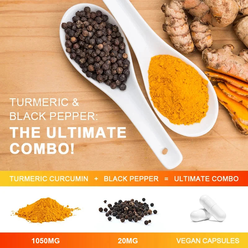 Turmeric Curcumin Capsules - with Black Pepper 95% Curcumin Complex - for Joint, Digestive & Immune Support Supplement