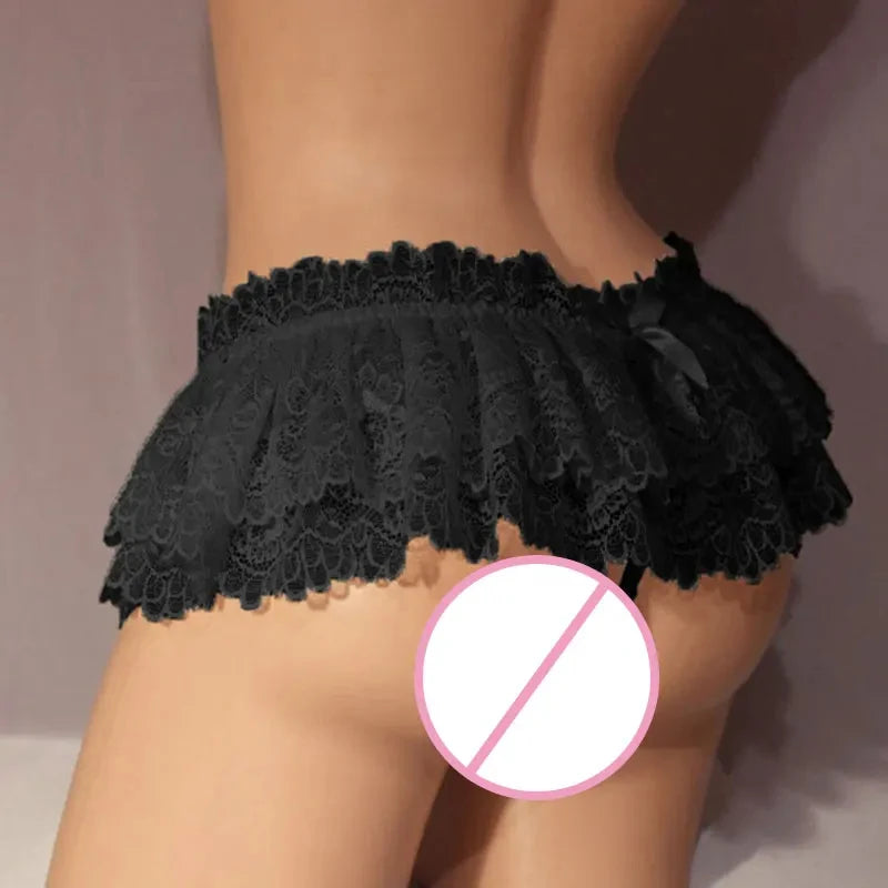 Lace Thongs Panties Lingerie Briefs Mini Skirt