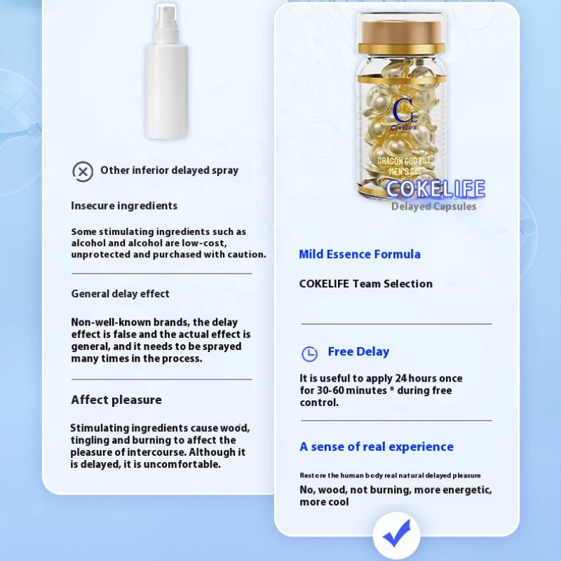 20 Male Delayed Capsules Male Sex Topical Delay Capsule Pleasure Enhancement Adult External Use Men Sex Lube
