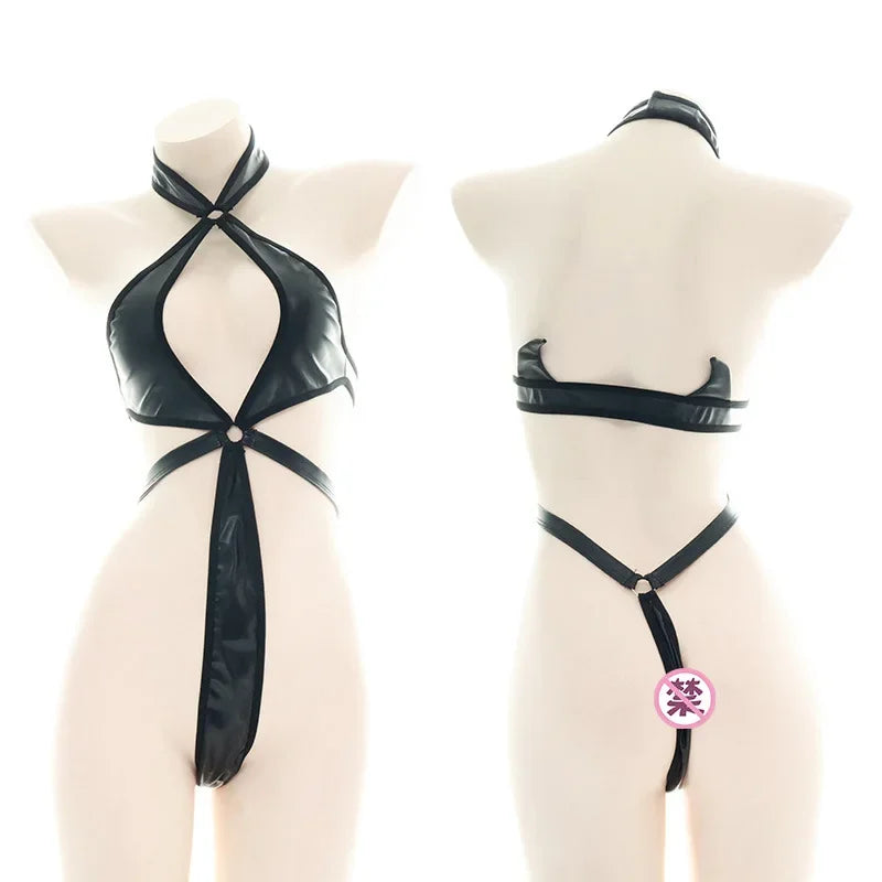 Sexy Lingerie Anime Cos Fun Sexy Underwear Black Lolita Sleepwear Three-point Women's Sexy Cosplay Cute Maid Uniform Bikini Cat