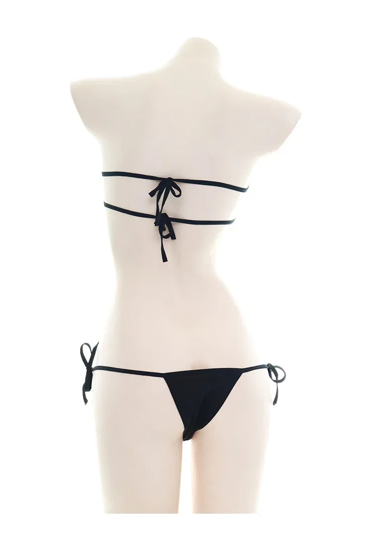 Sexy Lingerie Anime Cos Fun Sexy Underwear Black Lolita Sleepwear Three-point Women's Sexy Cosplay Cute Maid Uniform Bikini Cat